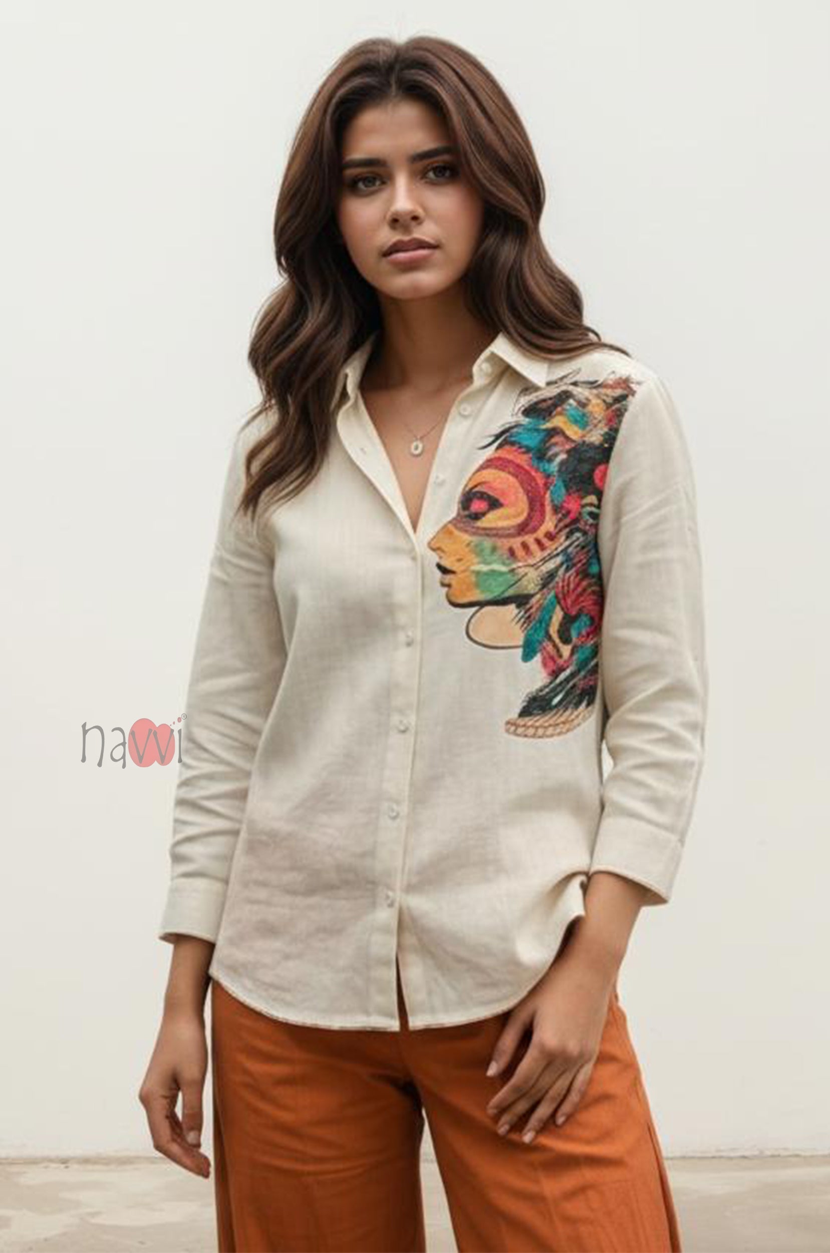 Tribal Muse Artistic Linen Shirt - Navvi.in