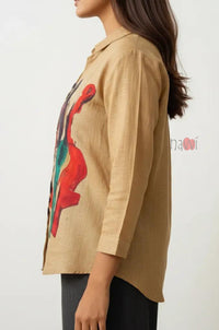 Canvas Rhythm Artistic Linen Shirt Top - Navvi.in
