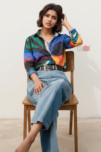 Spectrum Wave Abstract Printed Shirt