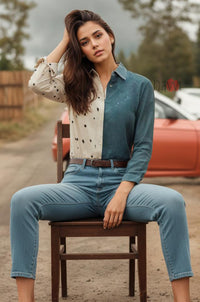 Dual Tone Contrast Linen Shirt
