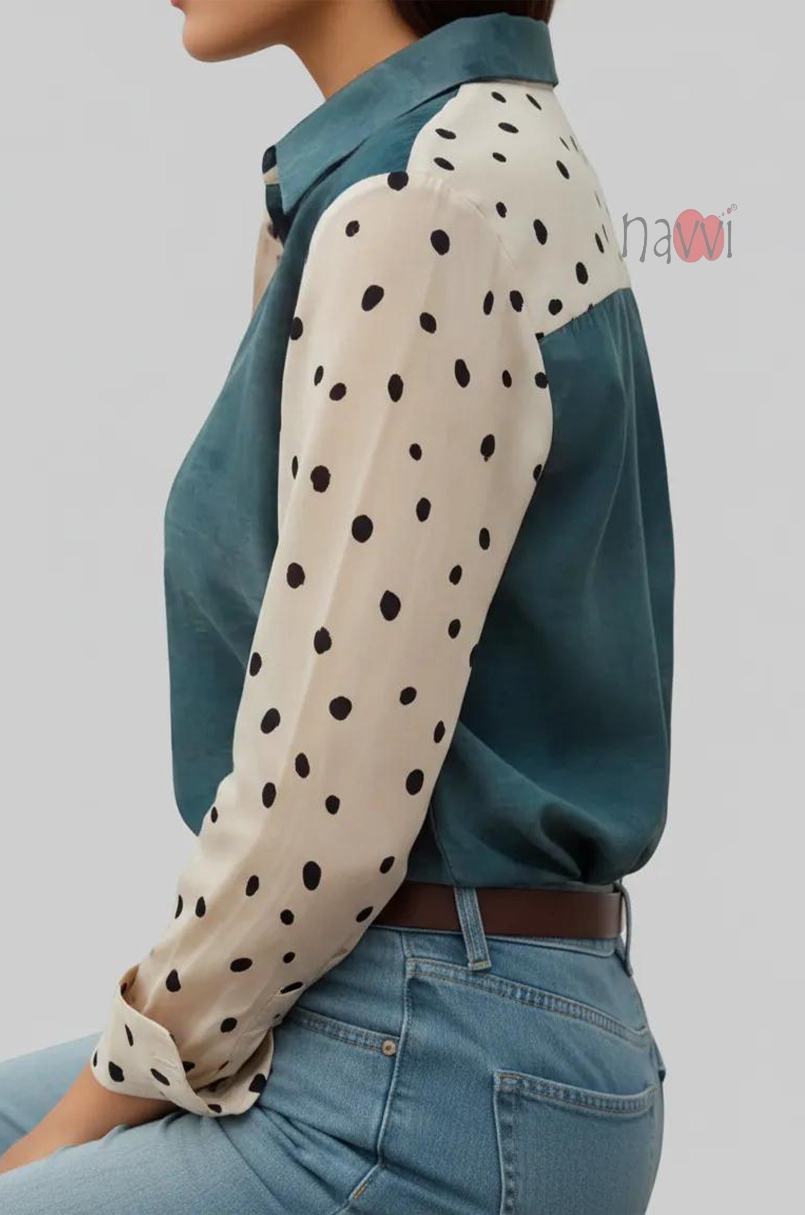 Dual Tone Contrast Linen Shirt