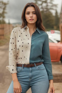 Dual Tone Contrast Linen Shirt