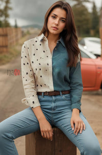 Dual Tone Contrast Linen Shirt