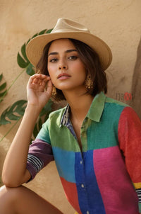 Prism Palette Linen Linen Shirt Top - Navvi.in
