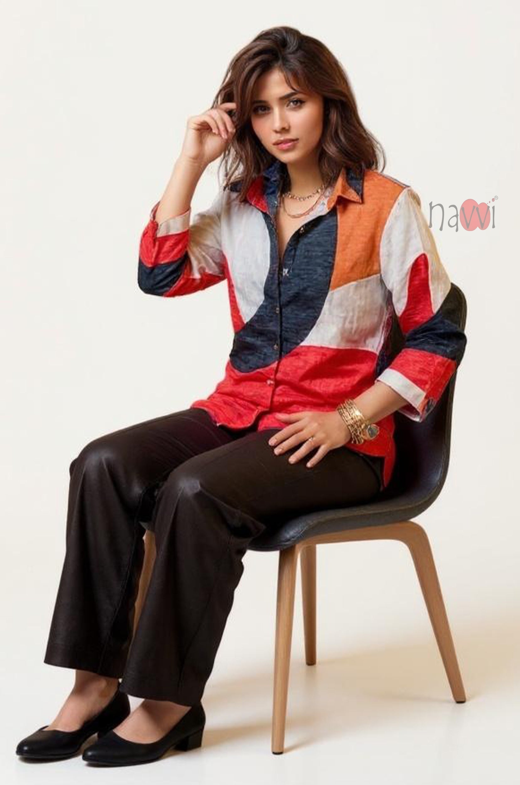 Curve Abstract Printed Linen Shirt - Navvi.in