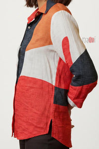Curve Abstract Printed Linen Shirt - Navvi.in