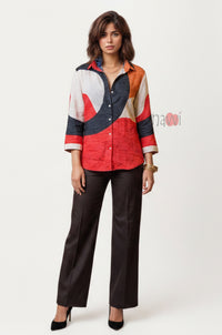 Curve Abstract Printed Linen Shirt - Navvi.in
