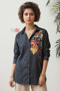 Abstract Muse Printed Linen Shirt