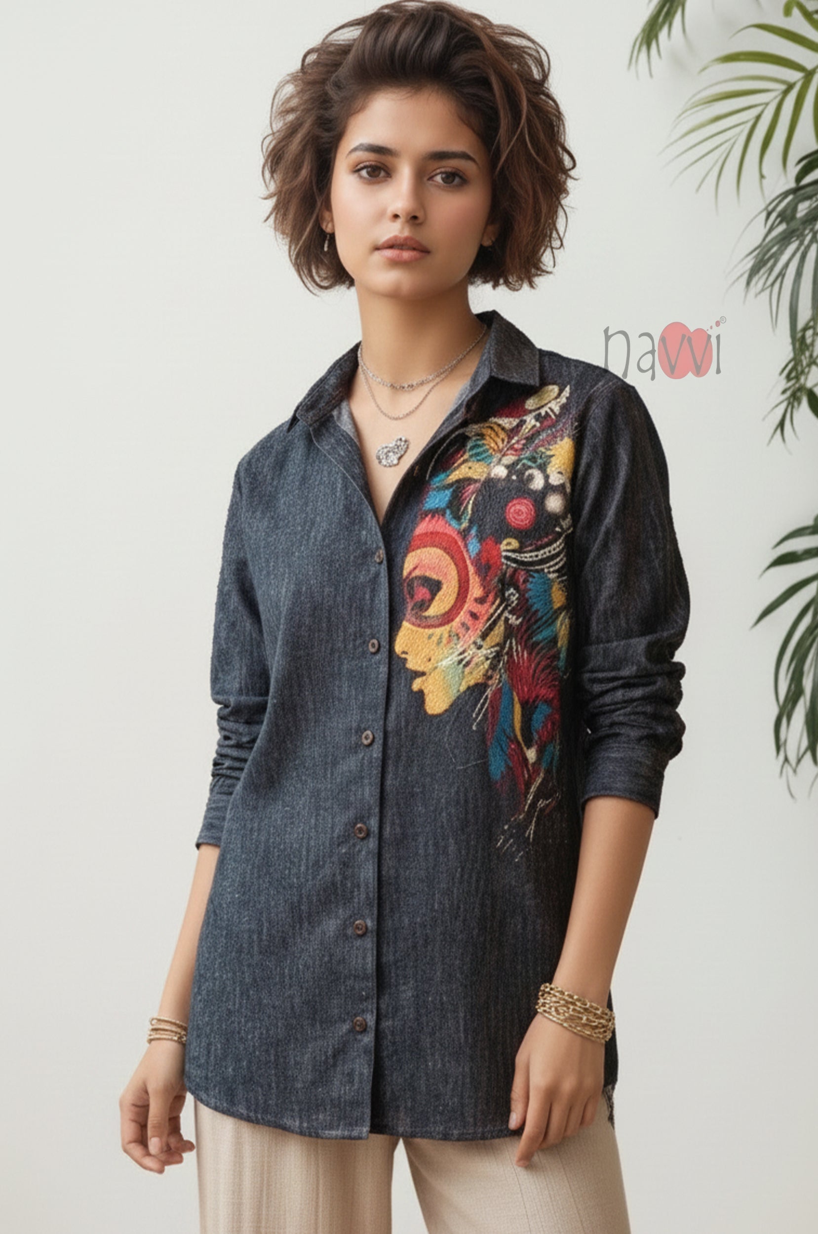 Abstract Muse Printed Linen Shirt