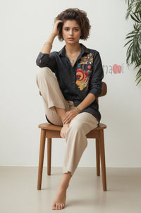 Abstract Muse Printed Linen Shirt