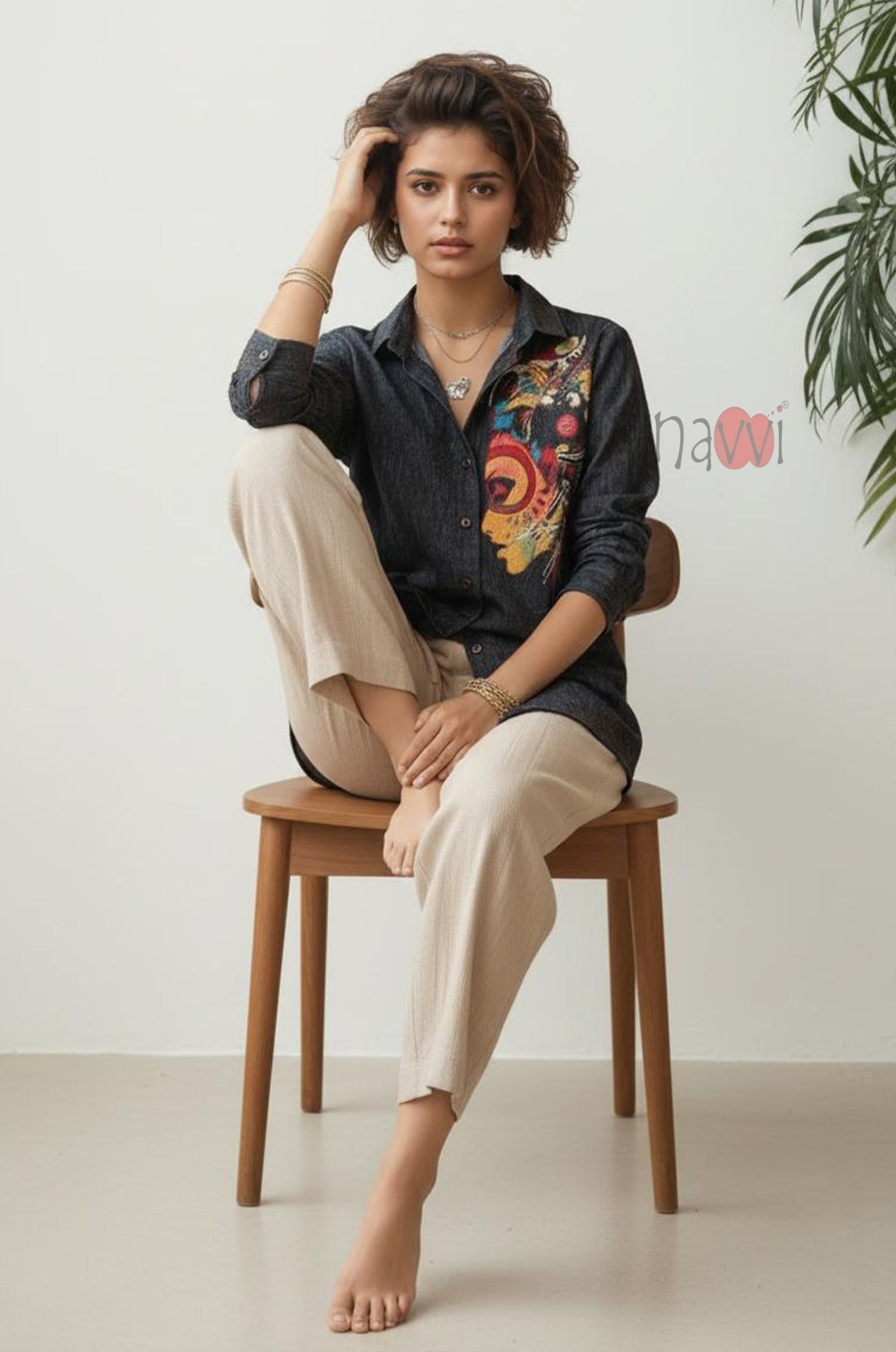 Abstract Muse Printed Linen Shirt