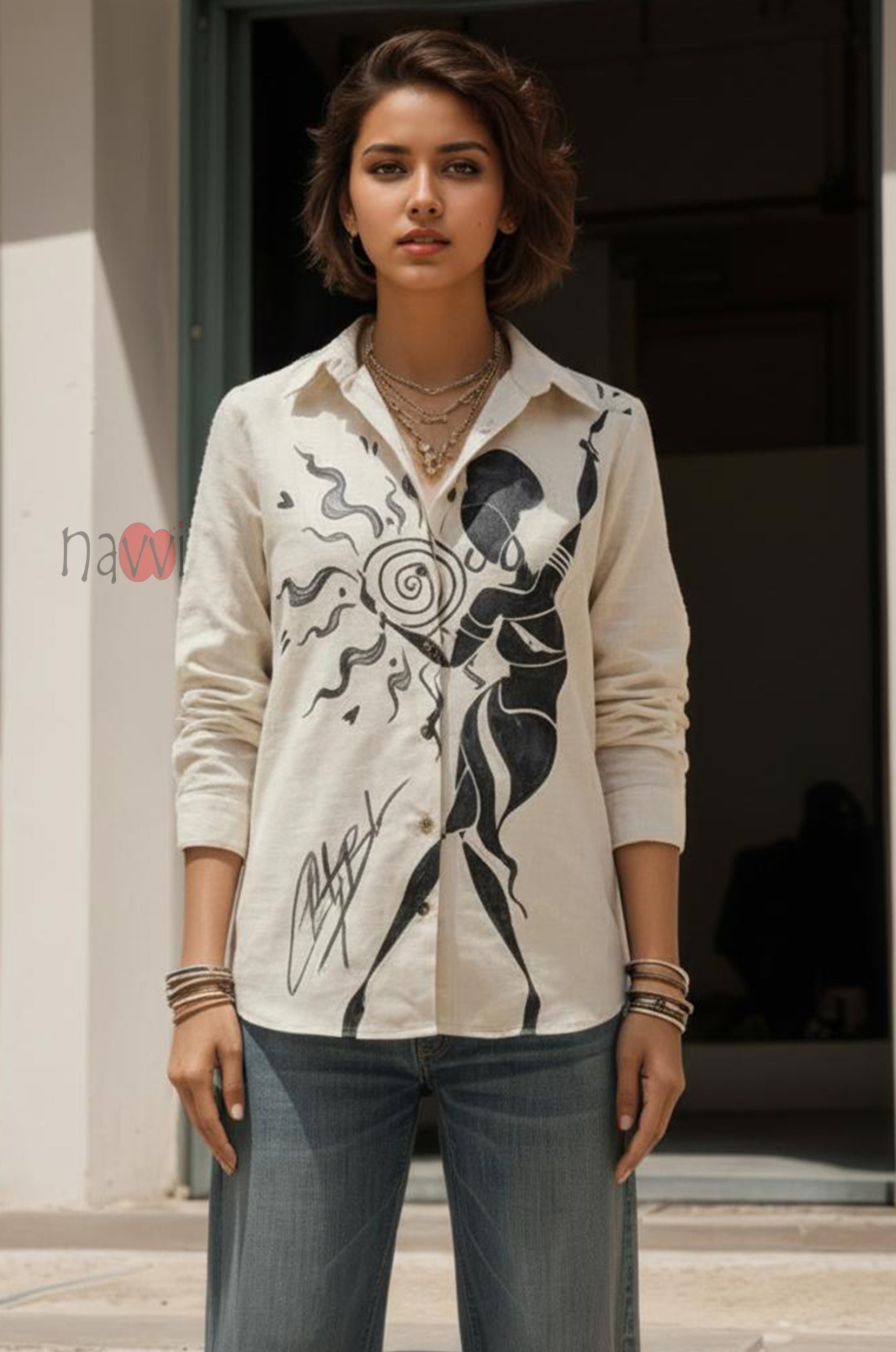 Artistic Silhouette Printed Shirt