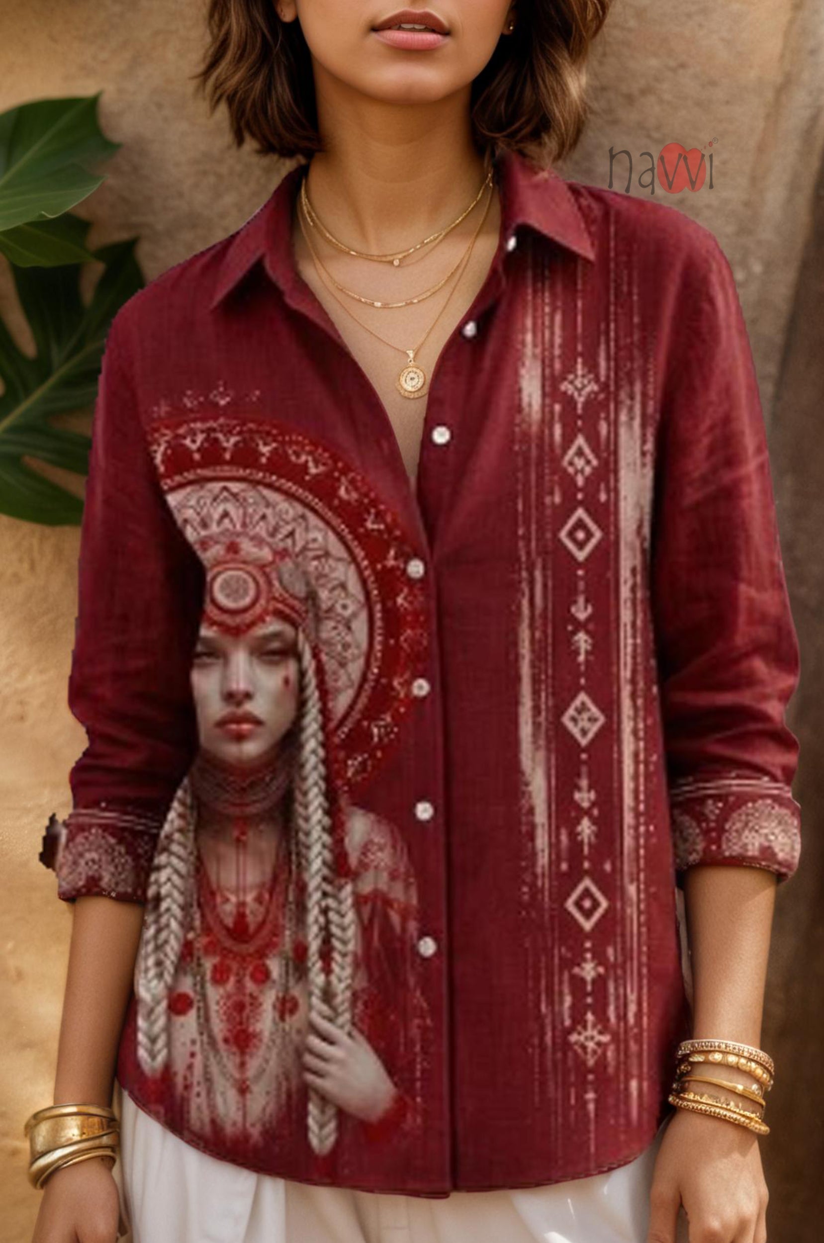 Tribal Heritage Art Printed Linen Shirt
