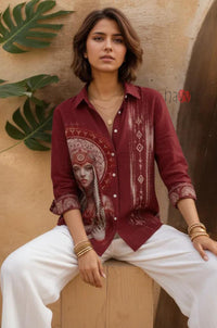 Tribal Heritage Art Printed Linen Shirt