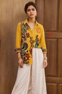 Mustard Tribal Heritage Linen Shirt