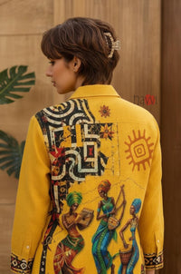 Mustard Tribal Heritage Linen Shirt