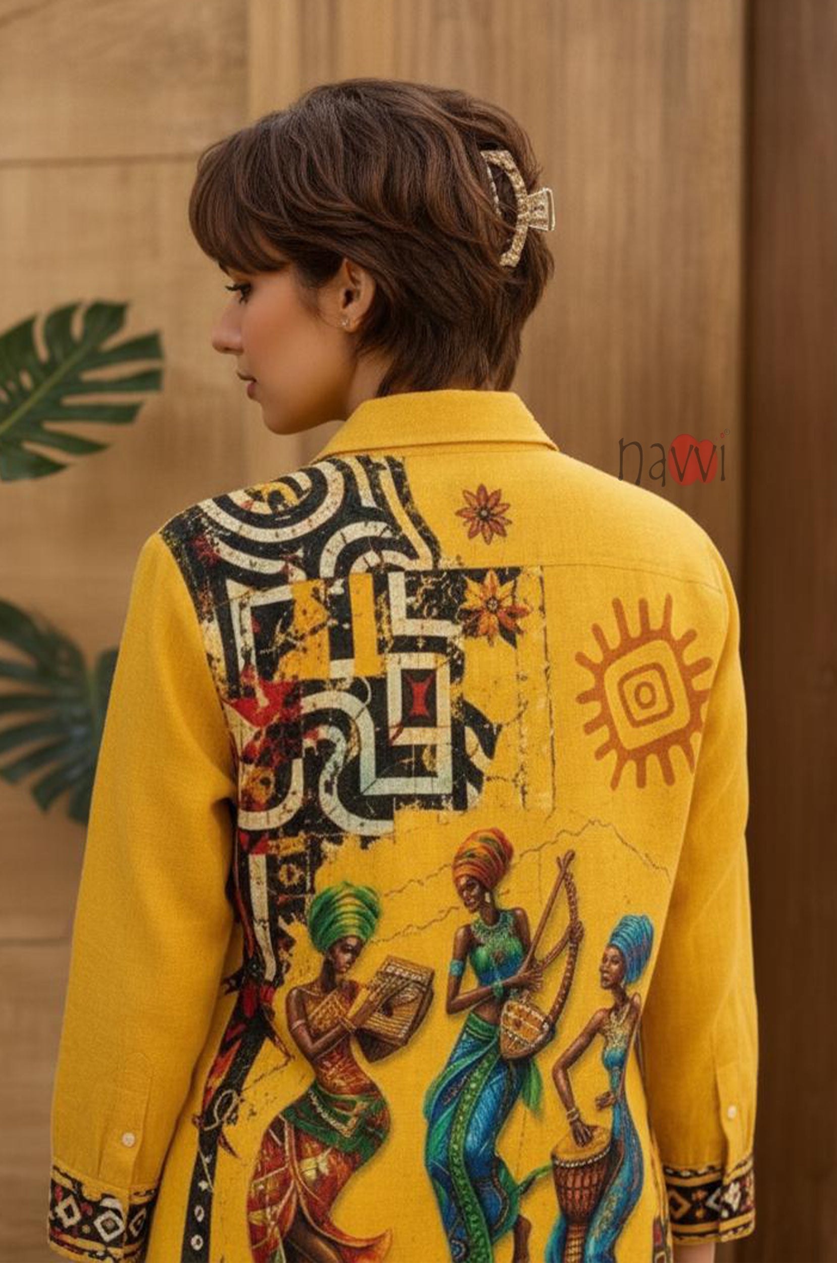 Mustard Tribal Heritage Linen Shirt