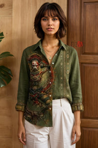 Olive Warrior Muse Linen Shirt