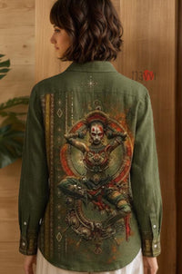 Olive Warrior Muse Linen Shirt