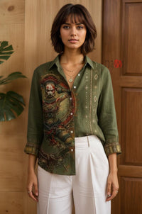 Olive Warrior Muse Linen Shirt