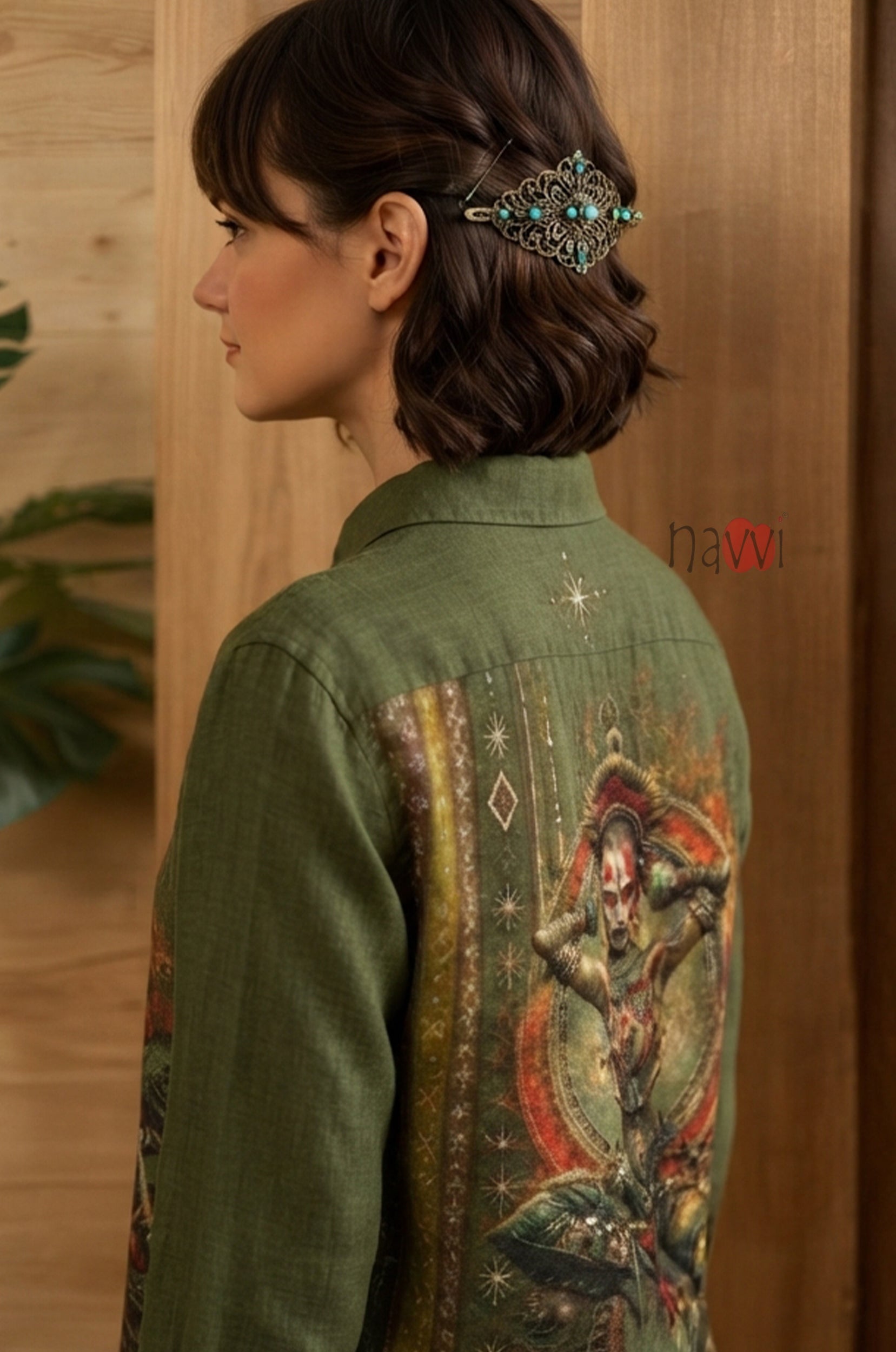 Olive Warrior Muse Linen Shirt