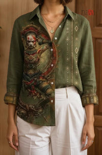 Olive Warrior Muse Linen Shirt