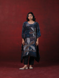 Blue Floral Print Kaftan with Palazzos