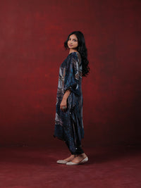 Blue Floral Print Kaftan with Palazzos