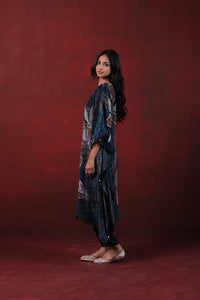 Blue Floral Print Kaftan with Palazzos