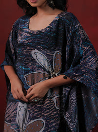 Blue Floral Print Kaftan with Palazzos