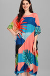 Tropical Print Kaftan Dress