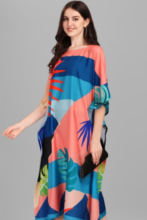 Tropical Print Kaftan Dress