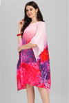 Floral Print Pink and Purple Ombre Kaftan