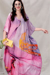 Pink and Purple Abstract Printed Kaftan