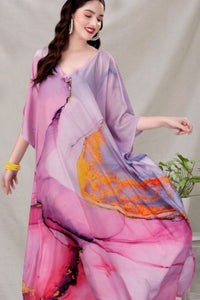 Pink and Purple Abstract Printed Kaftan