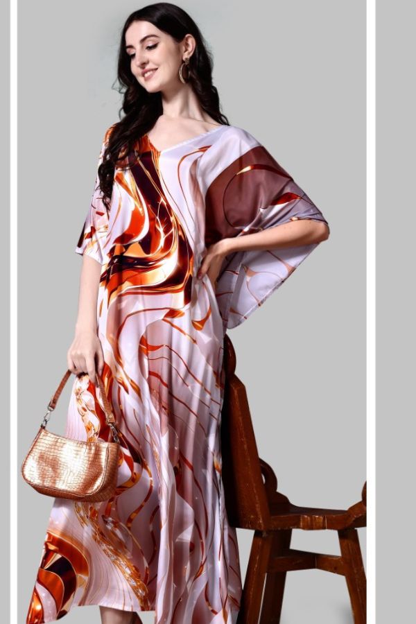 Abstract Swirl Printed Kaftan