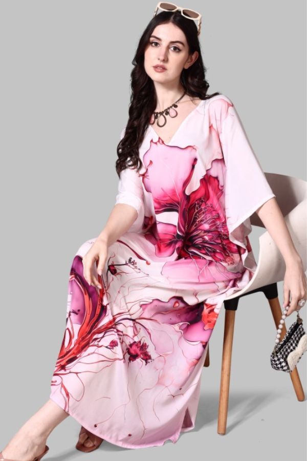 Pink and White Loungewear Kaftan