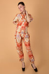 Orange Tie-Dye Print Cotton Blend Co-Ord Set