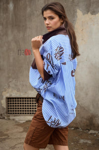 Trendy Striped Free Size Overlay Shirt