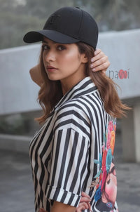 Black Chic Printed Oversized Shirt