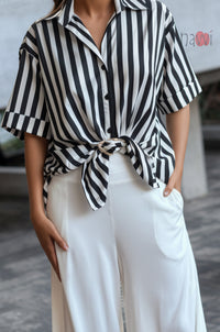 Black Chic Printed Oversized Shirt