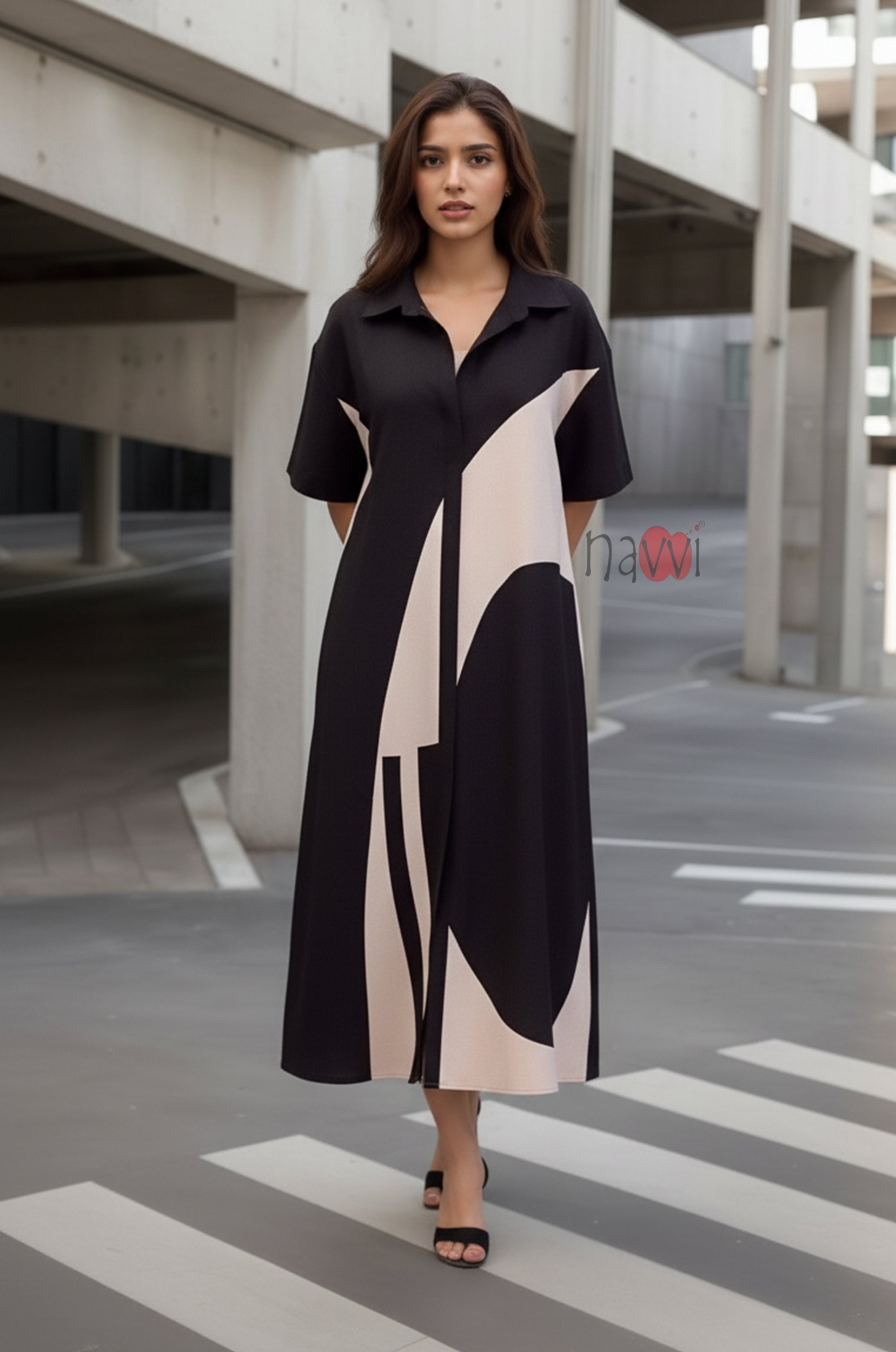 Modern Black A-Line Dress