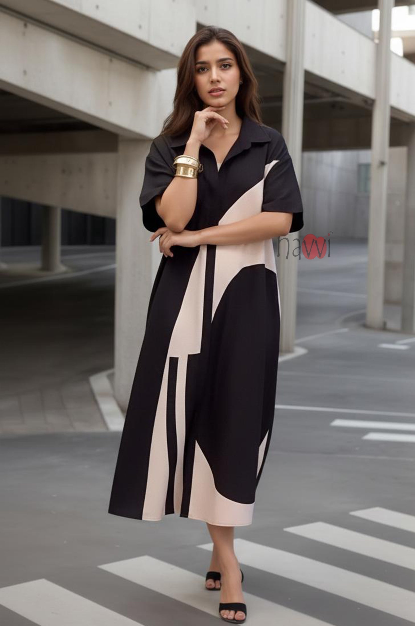 Modern Black A-Line Dress