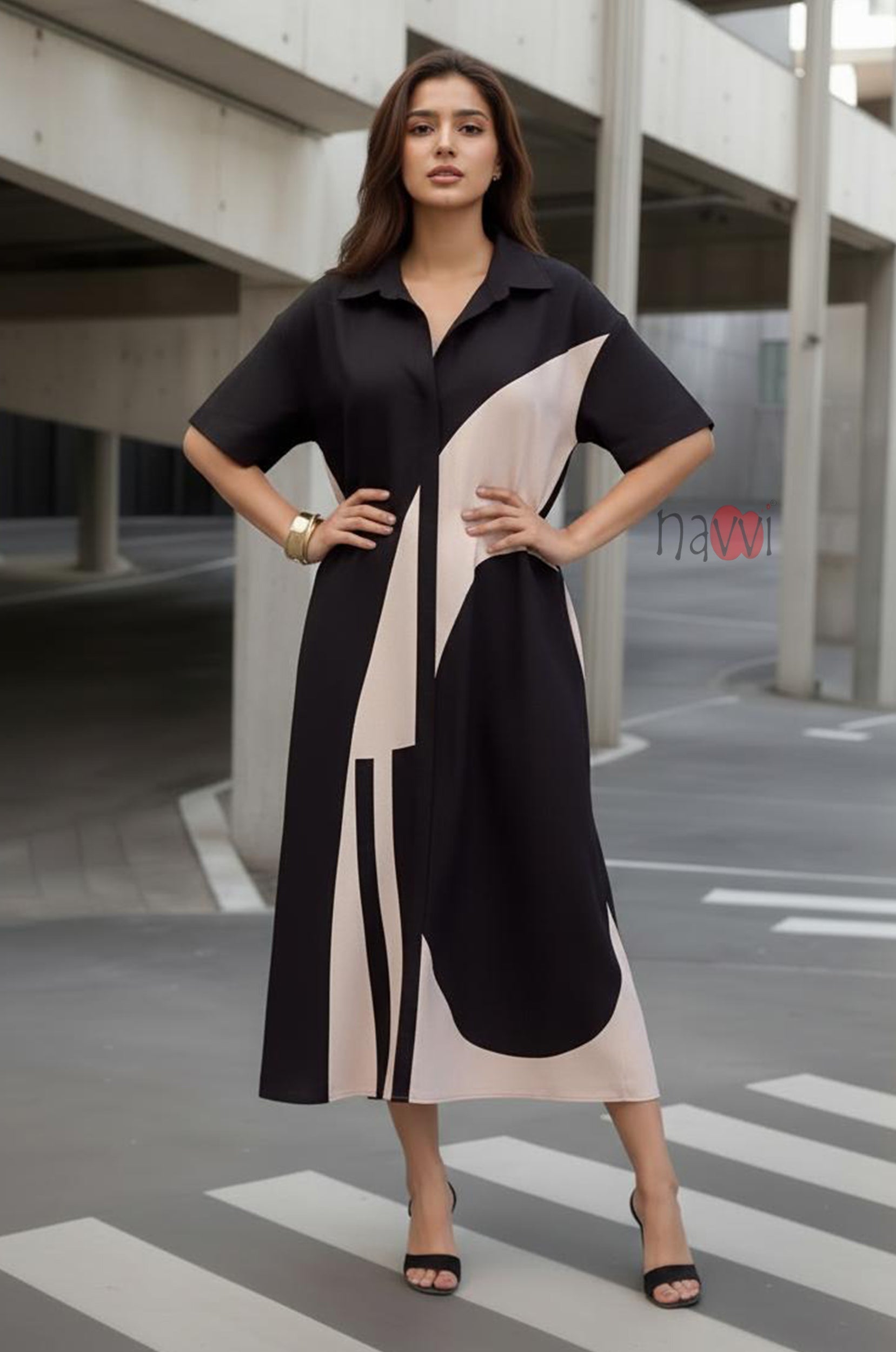 Modern Black A-Line Dress
