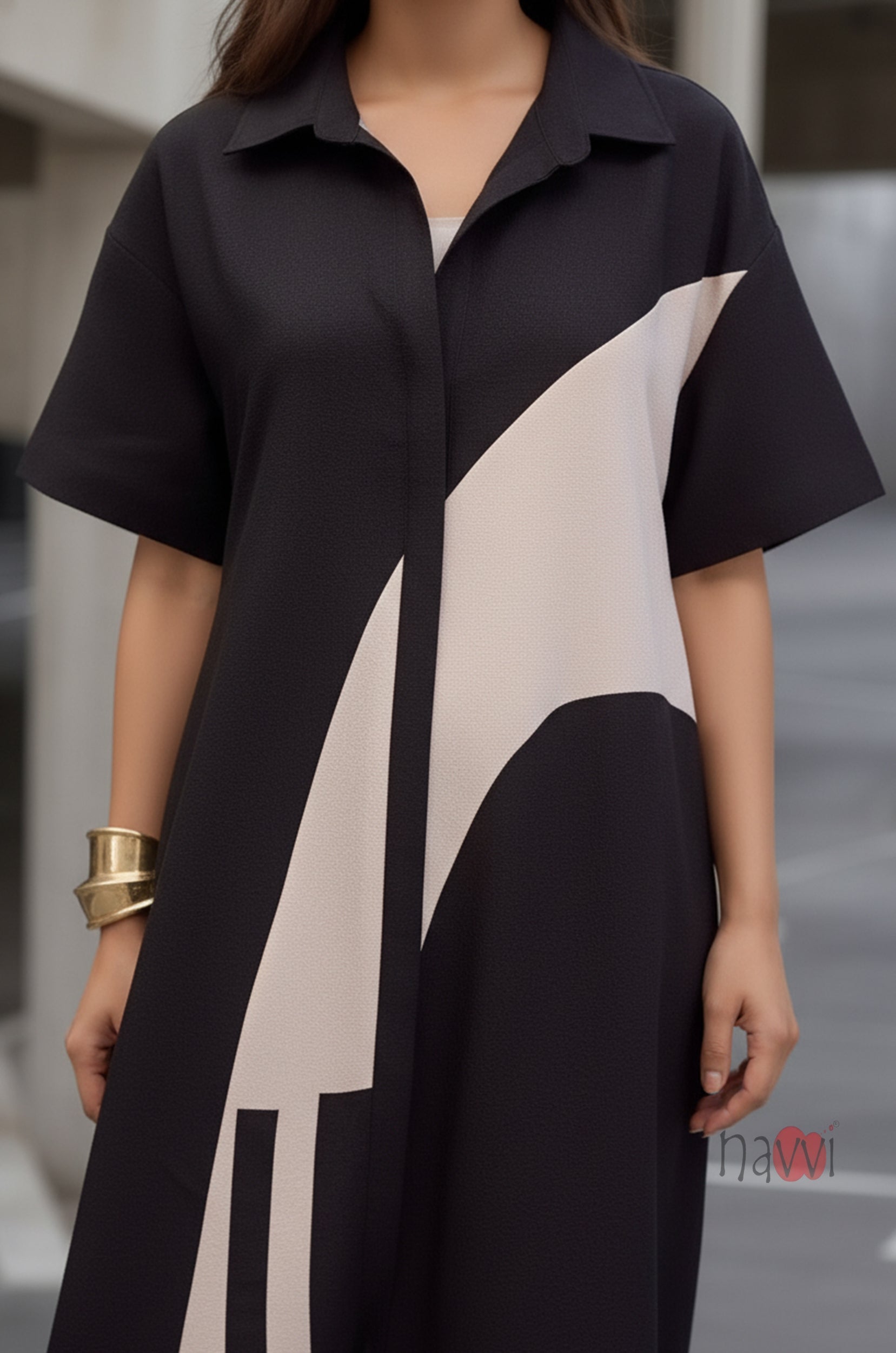 Modern Black A-Line Dress
