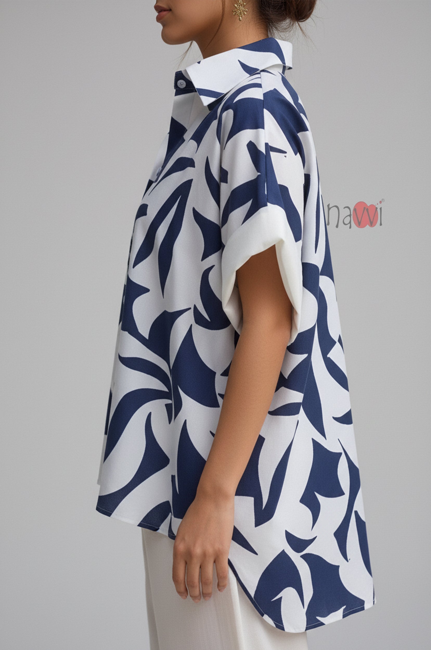 Casual Blue Huez Loose Shirt