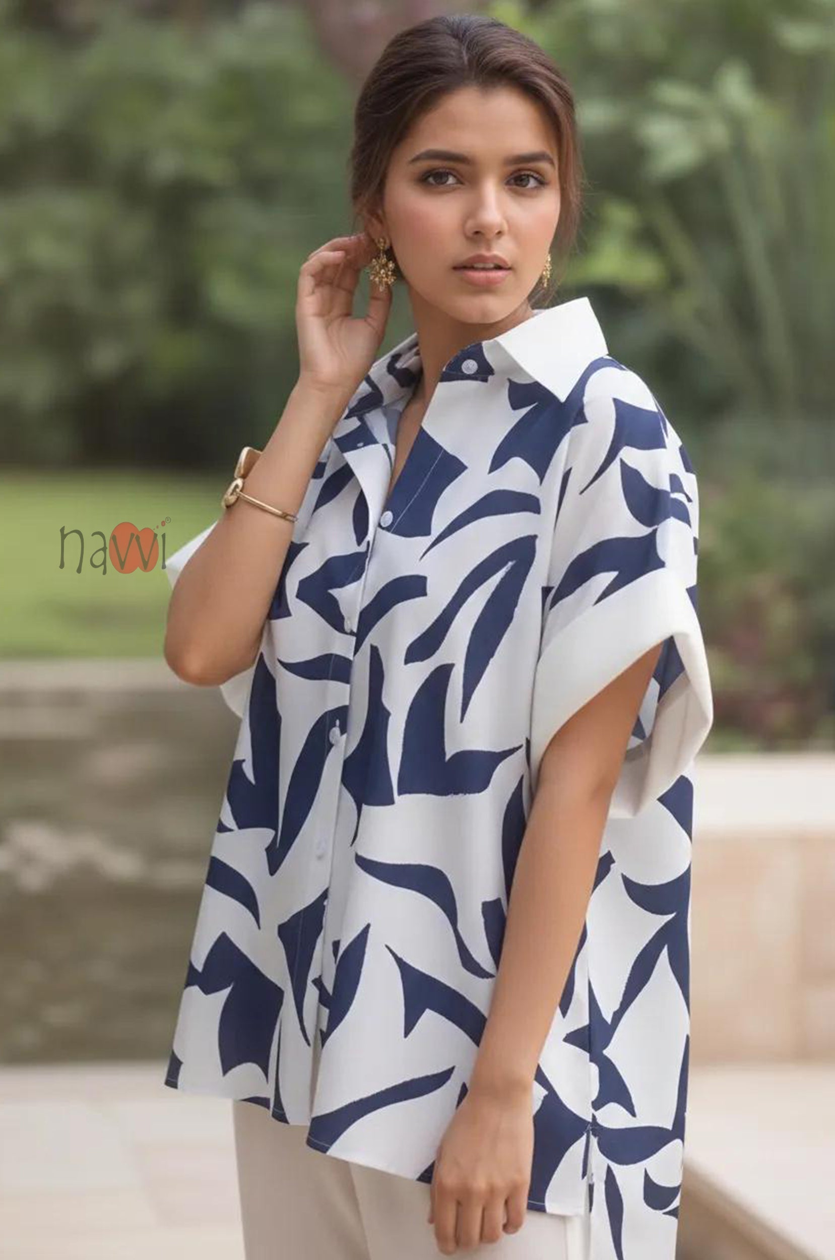 Casual Blue Huez Loose Shirt