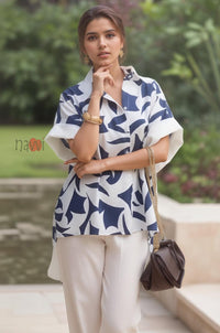 Casual Blue Huez Loose Shirt