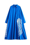 Blue Oversized Shirt Dress with Graphic Print