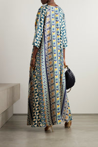 Geometric Printed Long Kaftan Dress